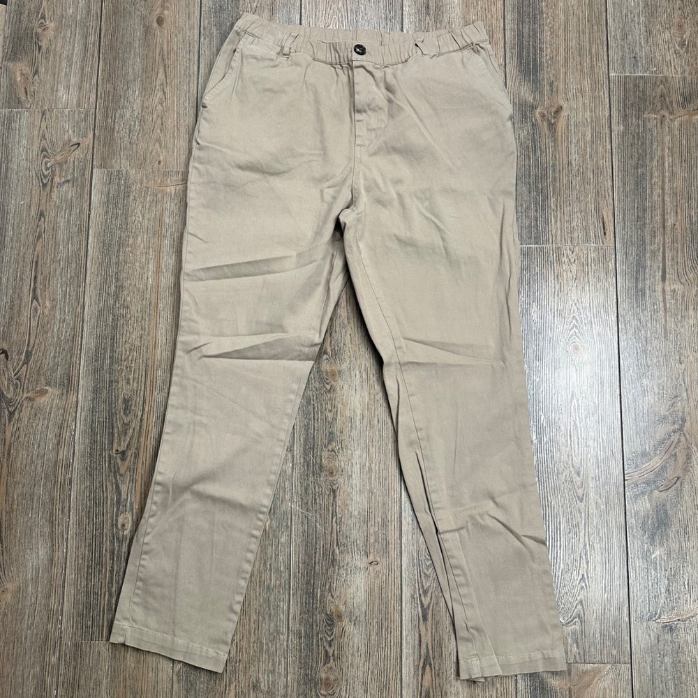 Cove USA Everyday Pants Mens 36 Tan Elastic Waist Cotton Chino Trousers